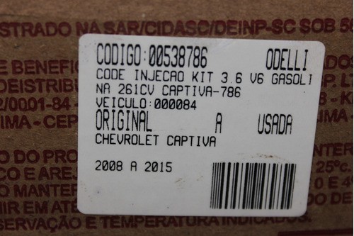 Code Injeo Kit 3.6 V6 Gasolina 261cv Captiva 08/15 (786)