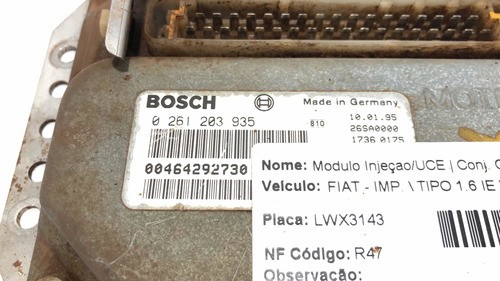 Módulo De Injeção Fiat Tipo 1.6 I.e. 0261203935 Bosch