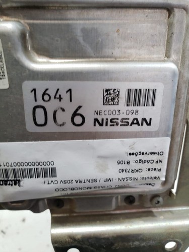 Modulo De Injeção Nissan Sentra 2.0 2015 (reconfiguração)