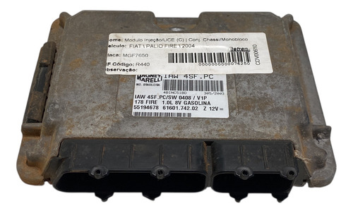 Módulo De Injeção Fiat Palio Siena 1.0 8v Fire Iaw4sfpc Gas