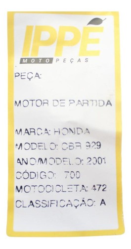 Motor De Partida Honda Cbr (472) 2001