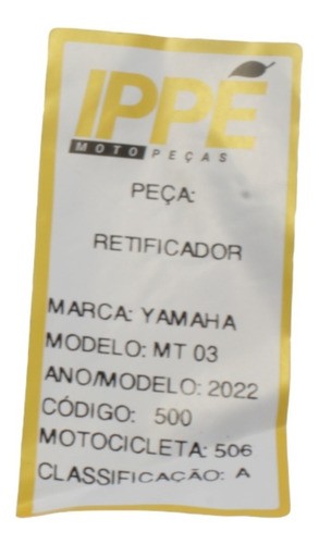 Retificador  Yamaha Mt-03 (506) 2022