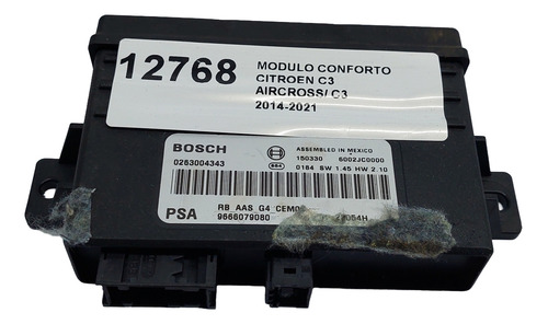 Módulo Conforto C3 Aircross Ano 2013 A 2018 Cód. 0263004343