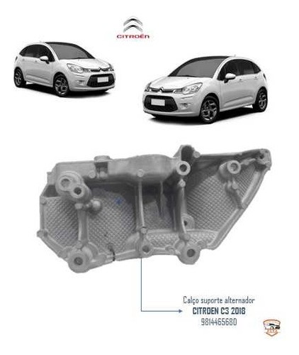 Calço Suporte Alternador Citroen C3 2018 9814465680