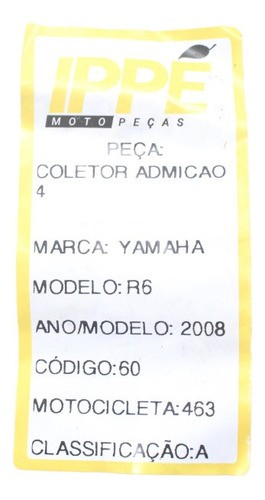 Coletor Admissão 4 Yamaha Yzf R6 (463)