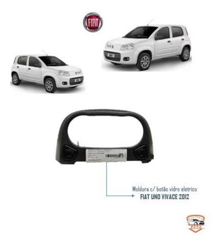 Moldura Botão Vidro Painel Central Fiat Uno Vivace 2012 2013