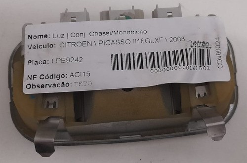 Luz Teto Dianteira Citroen Xsara Picasso 1.6 2008 Pbtpgf303