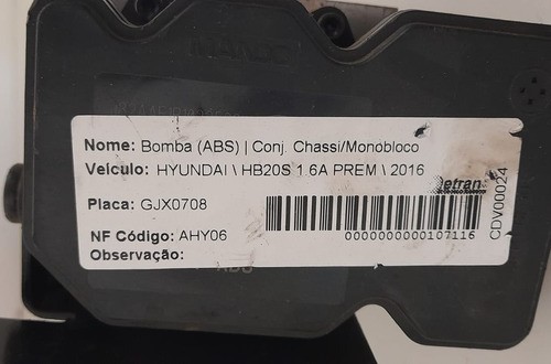 Módulo Abs Hyundai Hb20s 1.6 2016 - 589201s300