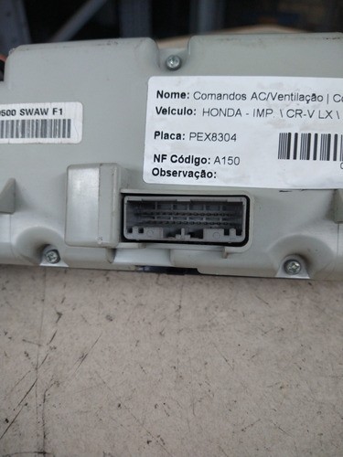 Comando Ar Ventilação Cr-v 2009 2010 2011