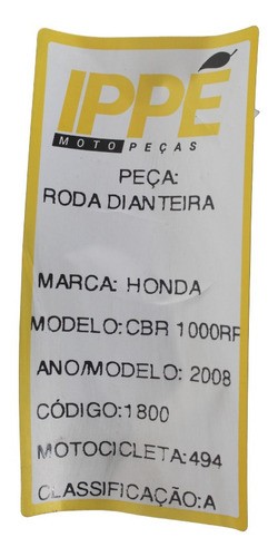 Roda Dianteira Honda  Cbr 1000 Rr (494)