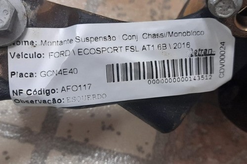 Montante Manga Eixo Diant. Esquerdo Ford Ecosport 1.6 2016