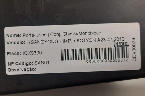 Porta Luvas Ssangyong Actyon A23 2010 - 7672009000