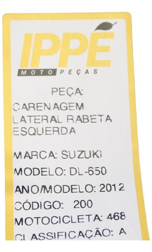 Carenagem Lateral Rabeta Esquerda Suzuki V-strom 650 (468)