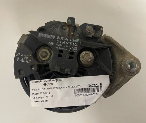 Alternador Palio Weekend Hlx Flex 2005 - 0124515109 - 120a