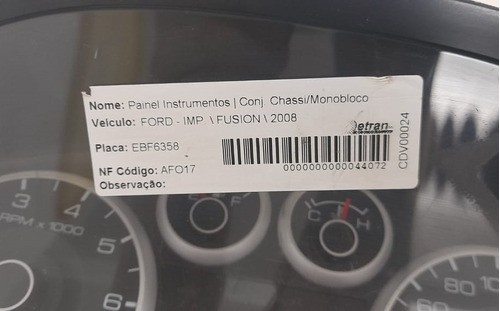 Painel De Instrumentos Ford Fusion 08 - 9e5110849da  Detalhe