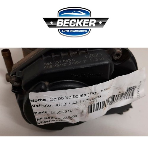 Corpo Borboleta Tbi Audi A3 Golf 1.8 Turbo - 06a133063g