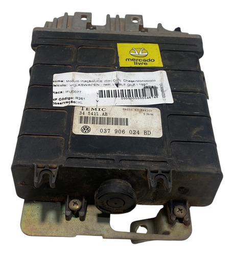 Módulo De Injeção Vw Golf 2.0 Mexicano 037906024bd Temic
