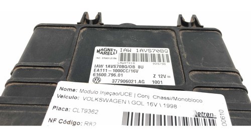 Módulo De Injeção Vw Gol / Parati 1.0 Iaw 1avs70bq 99 Até 03