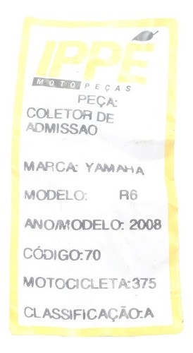 Coletor Admissão Unitario Yamaha Yzf R6 (375)