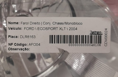 Farol Direito Ford Ecosport Xlt 2014 8n1513005ab