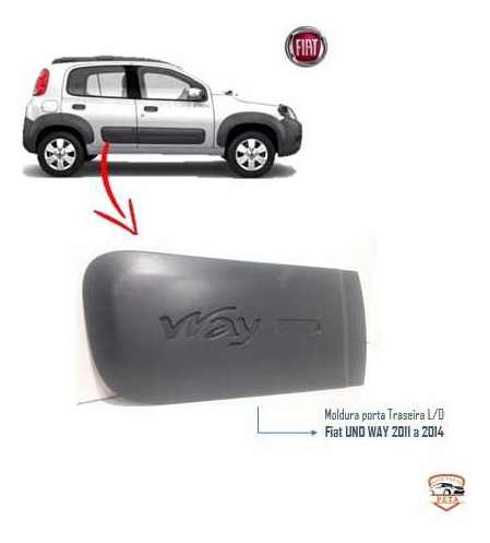 Moldura Porta Traseira L/d Fiat Uno Way 2011 A 2014