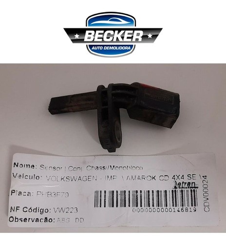 Sensor Abs Dianteiro Direito Vw Amarok 2014 - 10071152713