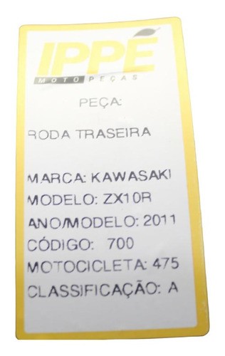 Roda Traseira Kawasaki Zx10r (475) 2011