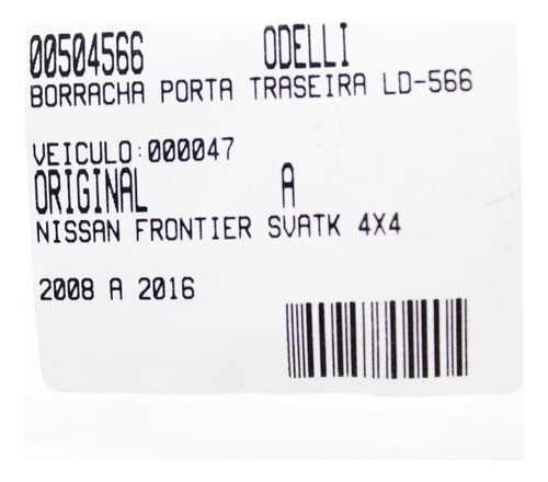 Borracha Porta Tras Ld Nissan Frontier Attack 4x4 2008-2016 