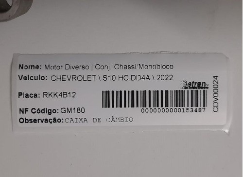 Motor Caixa De Câmbio Gm S10 High Country 2022 - 40085950