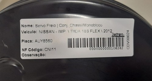 Hidrovacuo Servo Freio Nissan Tiida 1.8 Flex 2012 - Em31c