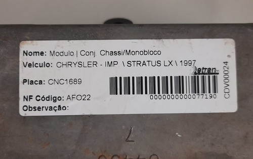 Módulo Abs Chrysler Stratus Lx 1997 - 04652319