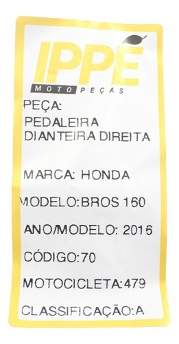 Pedaleira Dianteira Direita Honda Bros 160 (479)