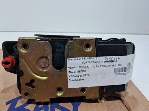 Fechadura Porta Tras Direita Peugeot 1998 Cxf9 (av)