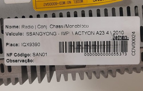 Rádio Ssangyong Actyon A23 2010 - 8910009421