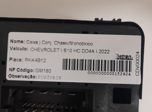 Caixa De Fusíveis Gm S10 High Country 2022 - 52090142