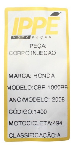 Corpo Injeção Honda  Cbr 1000 Rr (494)