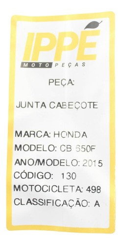 Junta Cabeçote Cb 650f (498)