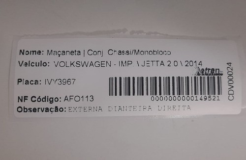 Maçaneta Externa Dianteira Direita Vw Jetta 2014