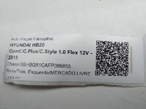 Forro Porta Trase L.e Hyundai Hb20 13/17 833101s010