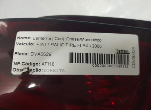 Lanterna Traseira Direita Fiat Palio 2008 - C/ Detalhe