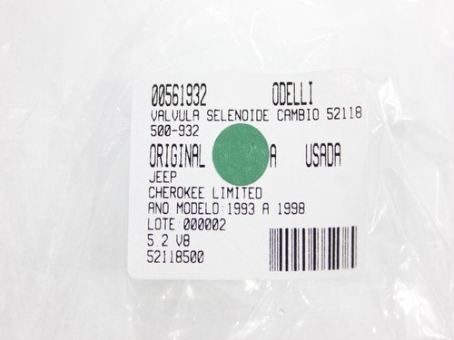 Válvula Selenoide Câmbio 52118500 Cherokee Limited 93/98 U