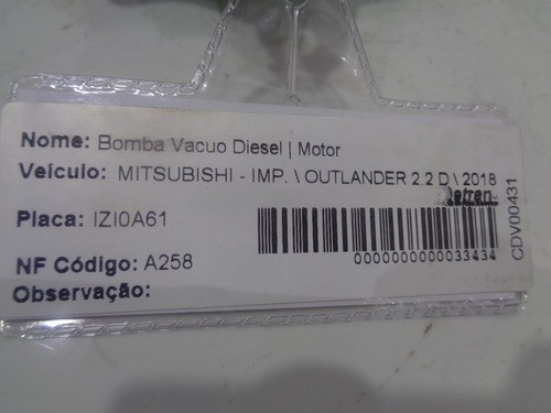 Bomba De Vacuo Diesel Outlander 2018 Diesel