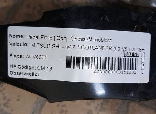 Pedal Freio Mitsubishi Outlander 3.0 V6 2008