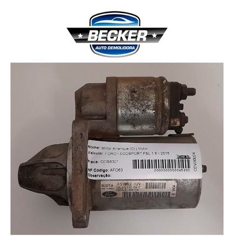 Motor De Arranque Ford Ecosport Fsl 1.6 2015 - Cn1511000ca