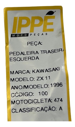 Pedaleira Traseira Esquerda Kawasaki Zx11 (474) 1996