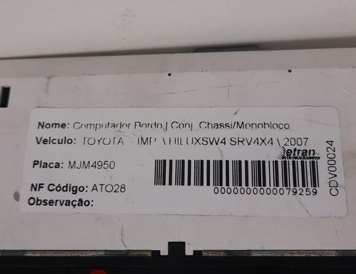 Computador Bordo Toyota Hilux Sw4 06/10 - 1083290