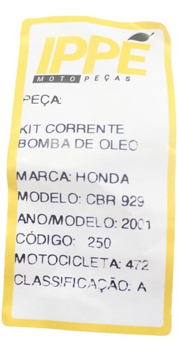 Kit Corrente Bomba De Oleo Honda Cbr 929 (472) 2001