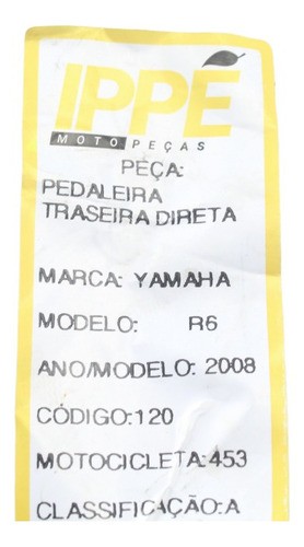 Pedaleira Traseira Direita  Yamaha Yzf R6