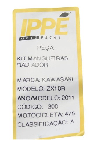 Kit Mangueiras Radiadores Kawasaki Zx10r (475) 2011