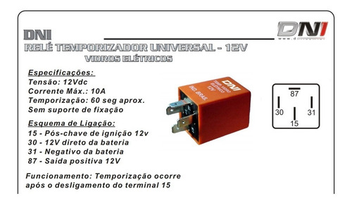 Relê Temporizador Vidros Eletricos Monza Kadett 86 (vc)